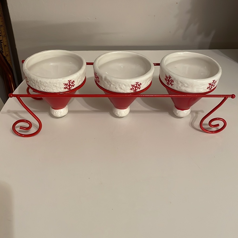 Santa hat Christmas display or candy dish.